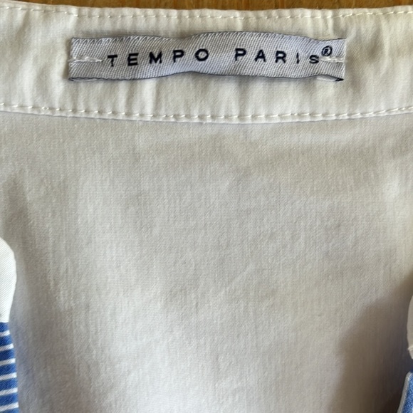 TEMPO Paris Women’s Hi Low Floral V Neck Pull Over Blouse mixed patterns M - Picture 12 of 13